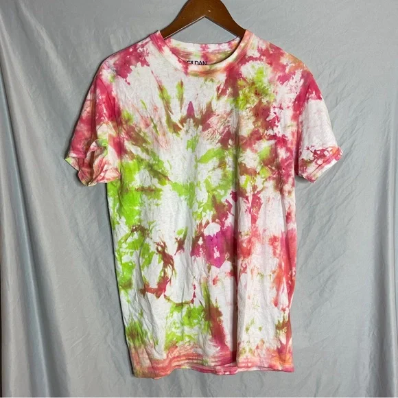 Gildan Red, Orange, and Green Tie Dye Shirt - Picture 9 of 10